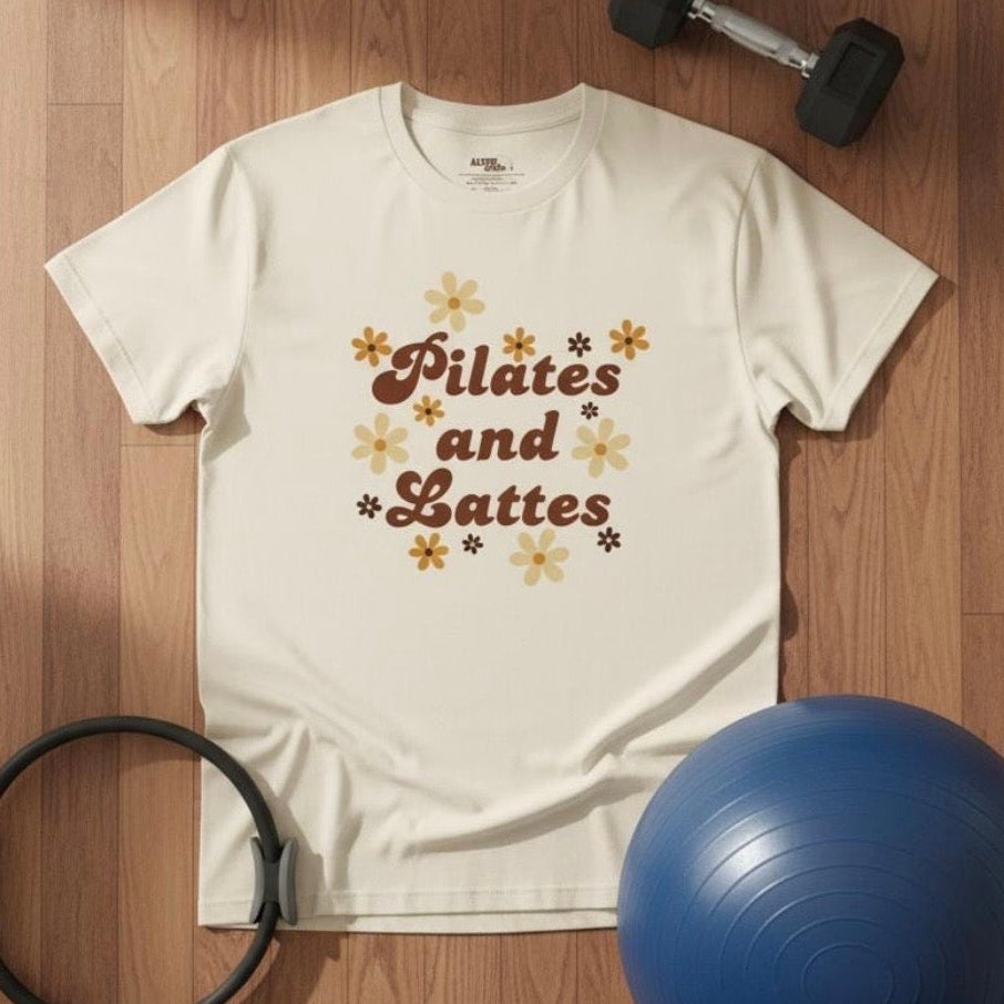 Pilates and Lattes Tee – Vintage Pilates Girl T‑Shirt