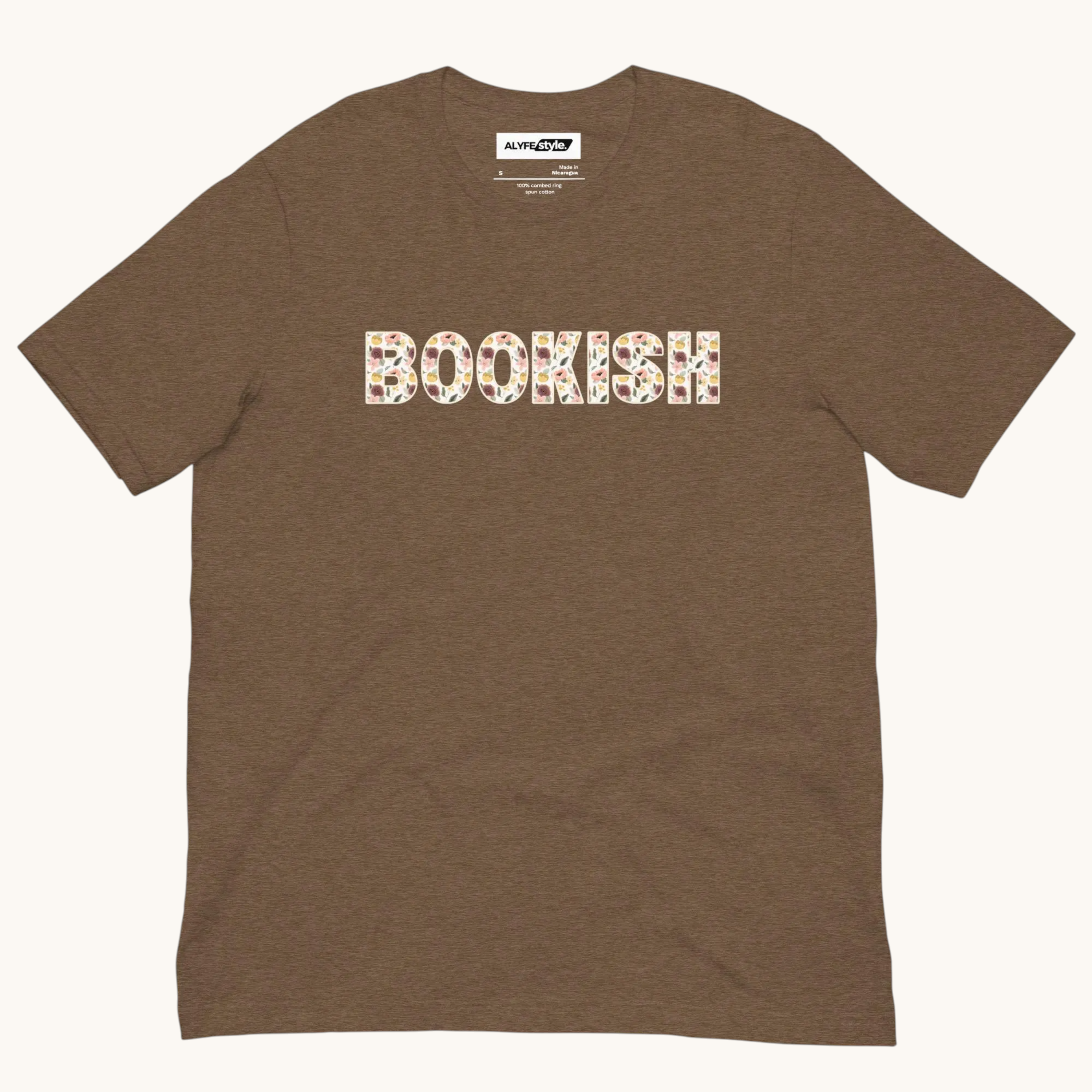 Bookish t-shirt with floral lettering design