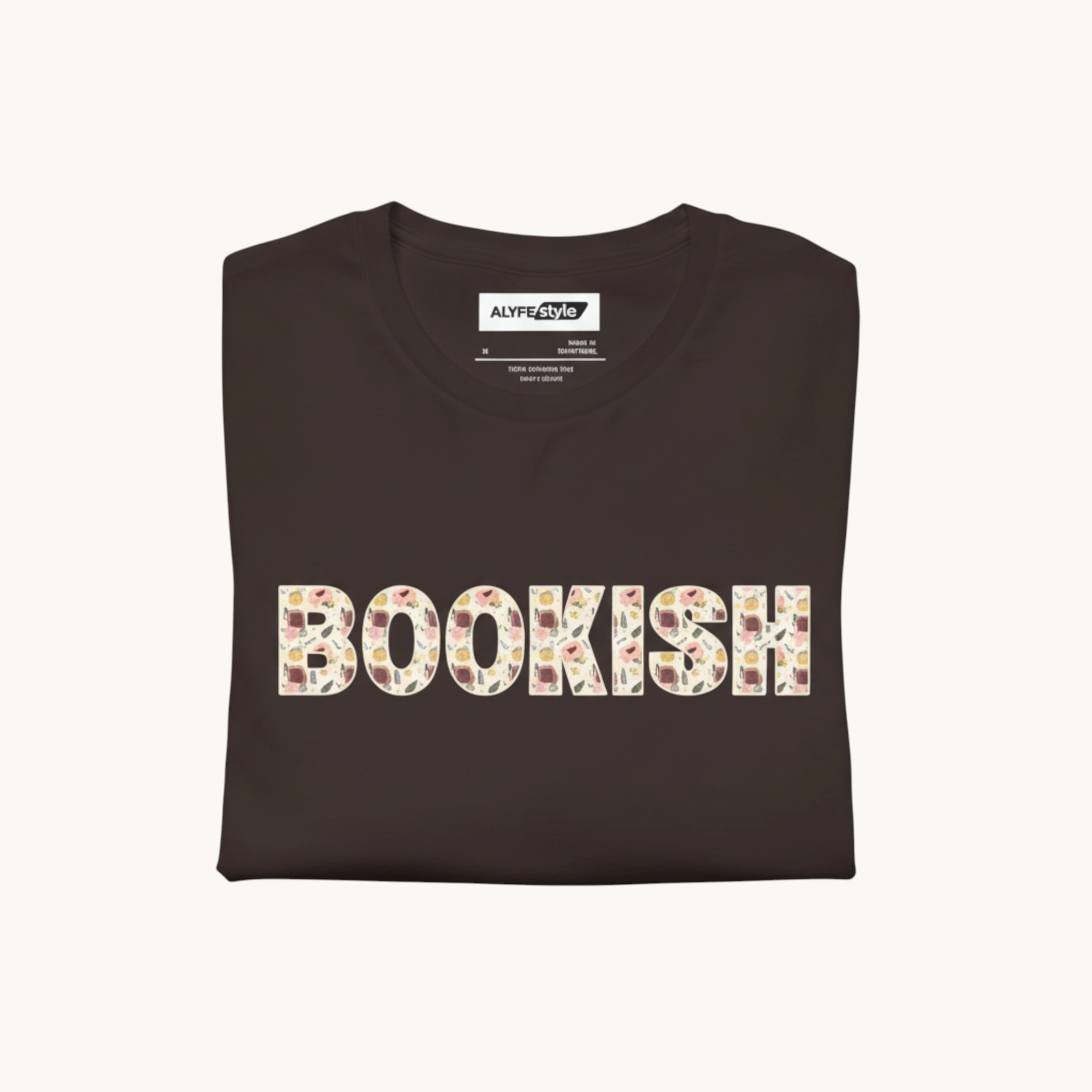 BOOKISH Floral Lettering Tee – Cosy Book Lover Aesthetic Shirt (100% Cotton)