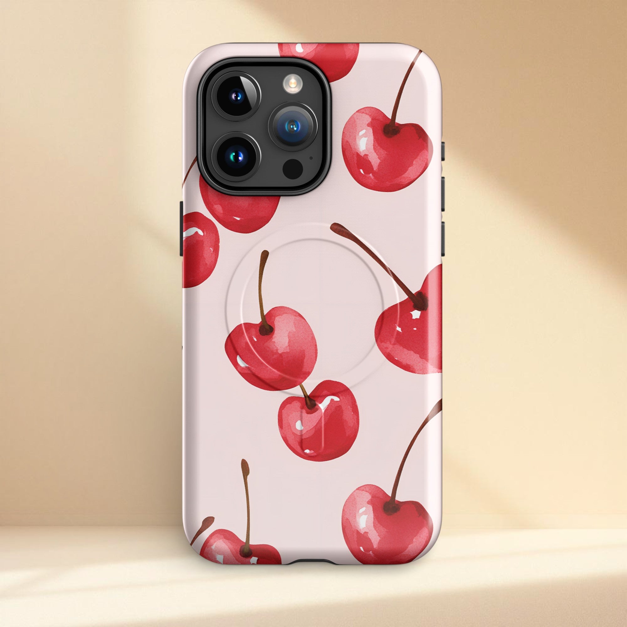 Cherry print MagSafe tough iPhone case for women