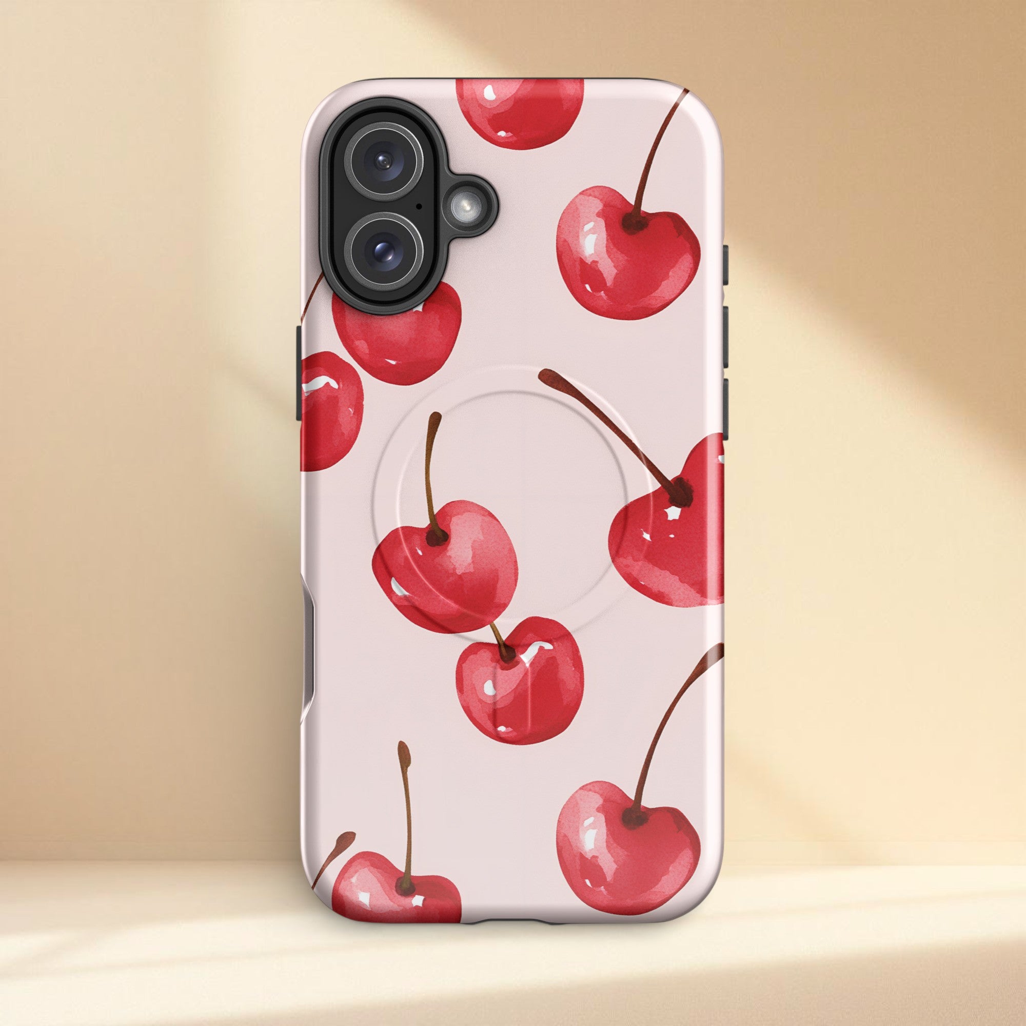 Cherry pattern MagSafe iPhone case in gloss finish
