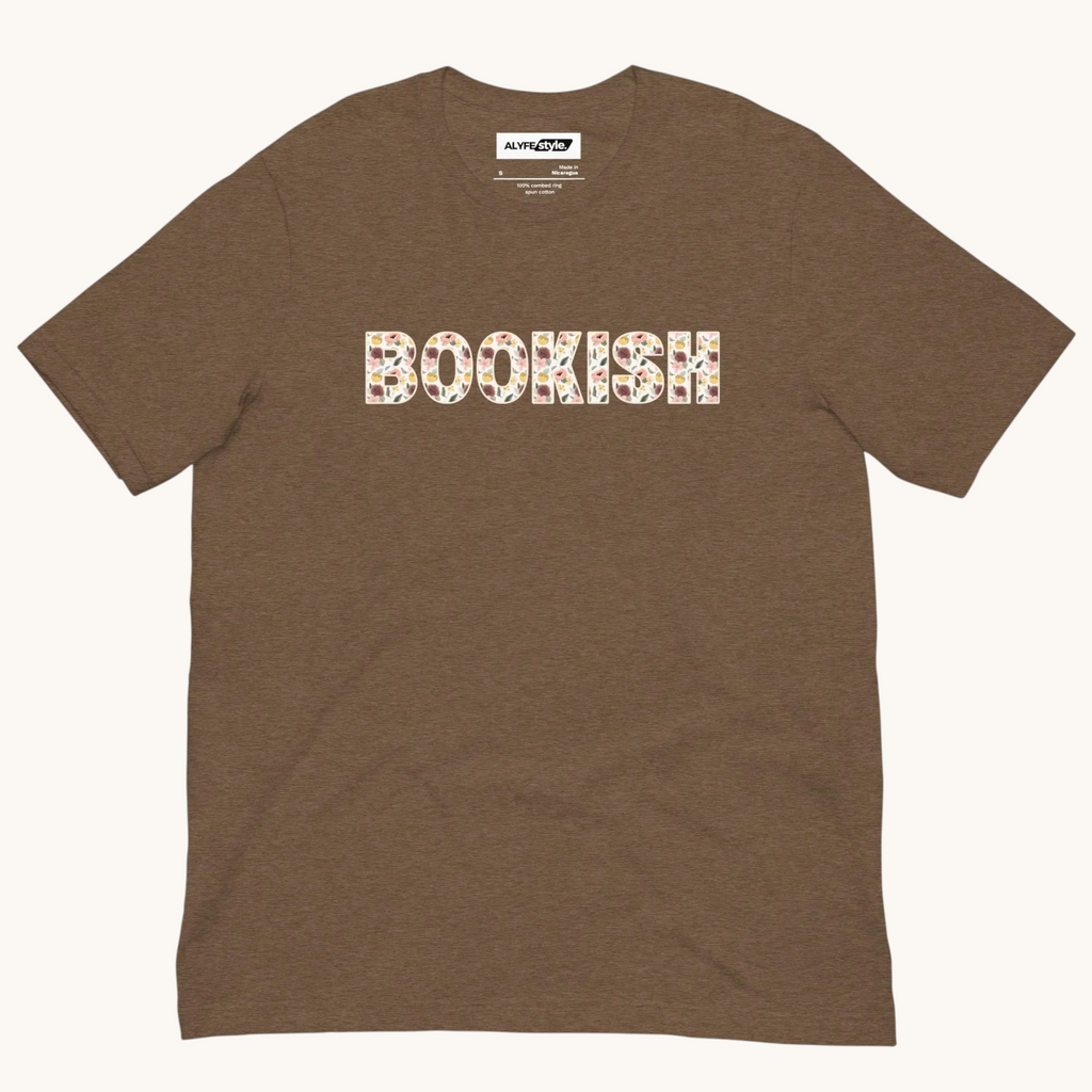 BOOKISH Floral Lettering Tee – Cosy Book Lover Aesthetic Shirt (100% Cotton)