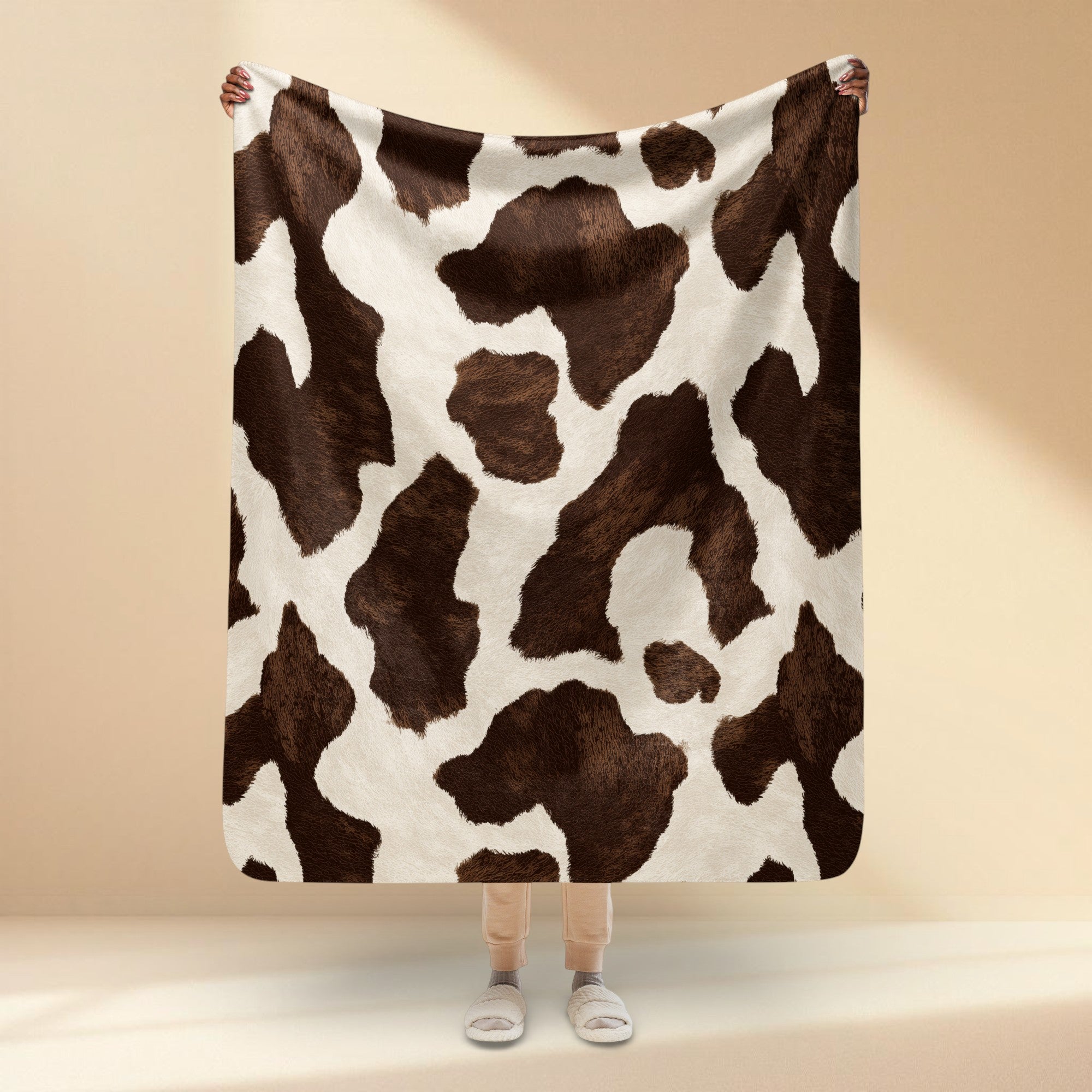 Cow Print Cosy Sherpa Blanket 50x60