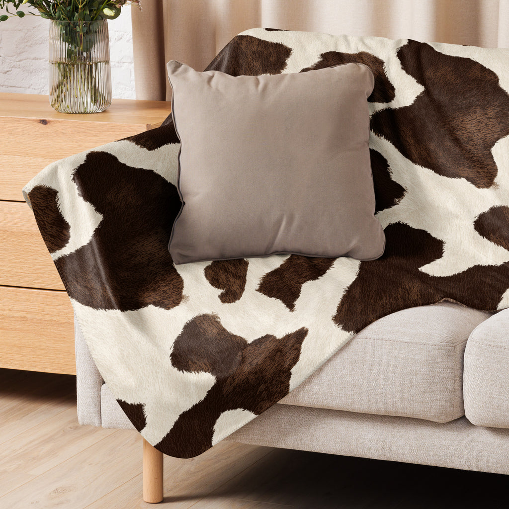 Trendy cow print sherpa fleece blanket