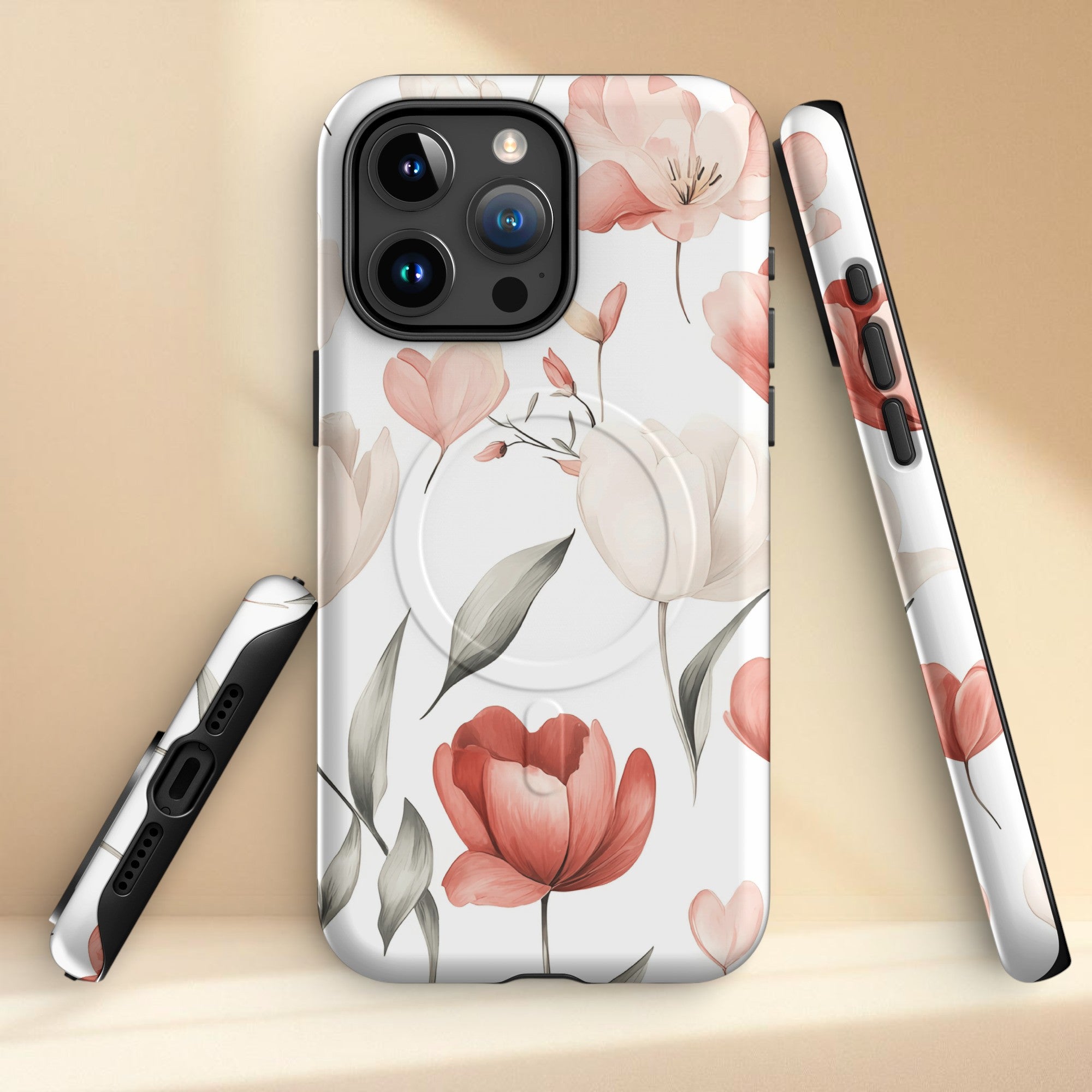 Aesthetic floral MagSafe tough iPhone case for women
