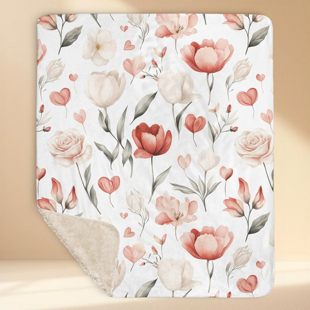 Soft floral sherpa throw blanket for cosy evenings