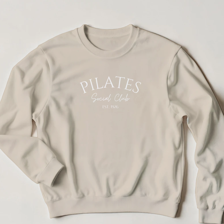 Neutral Pilates aesthetic crewneck for everyday wear in beige