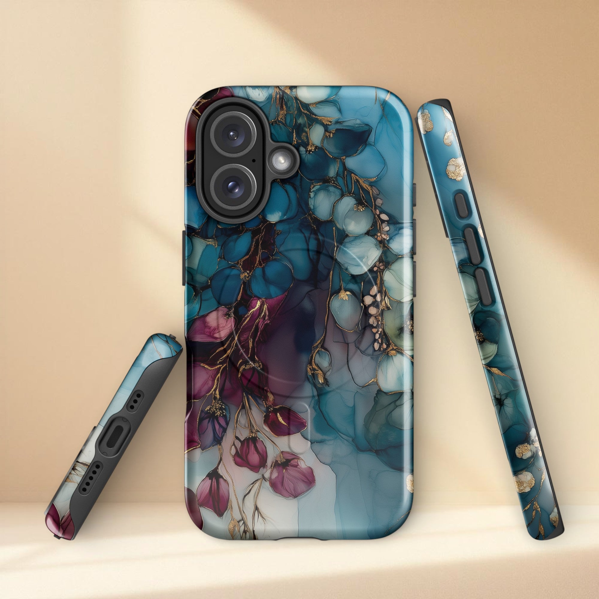 Neutral floral iPhone case with a soft aesthetic design