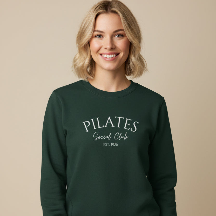 Pilates sweatshirt in dark colourway with white minimalist text