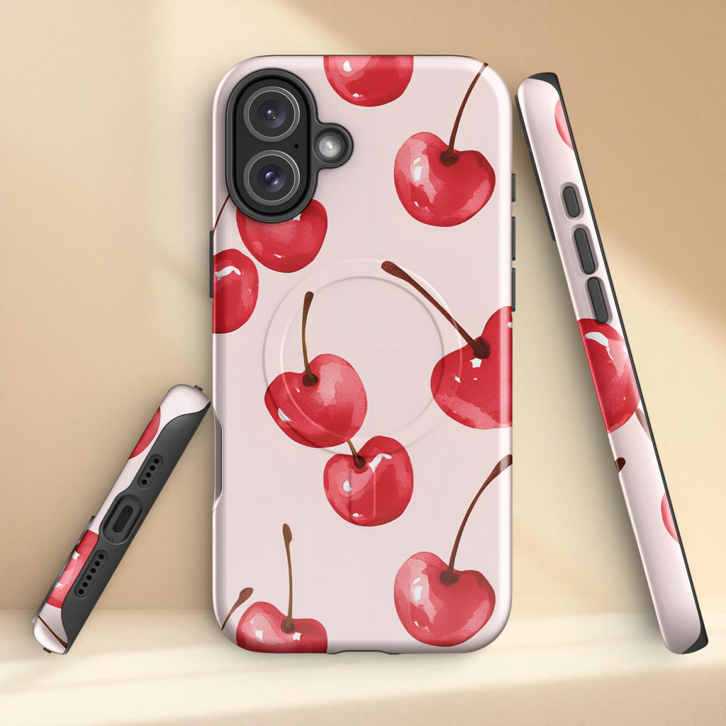 Cherry pattern MagSafe iPhone case in gloss finish