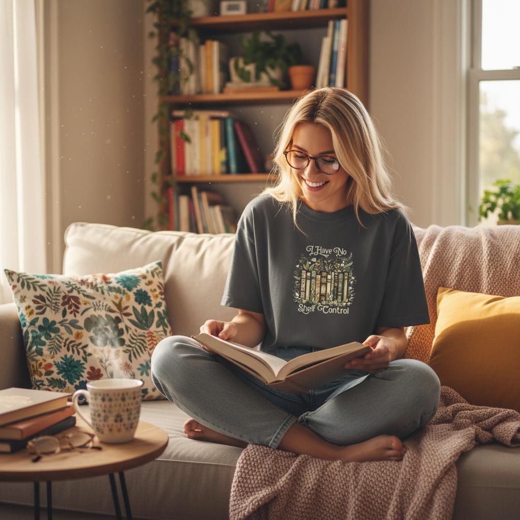 'I Have No Shelf Control' Organic Cotton Oversized T-Shirt