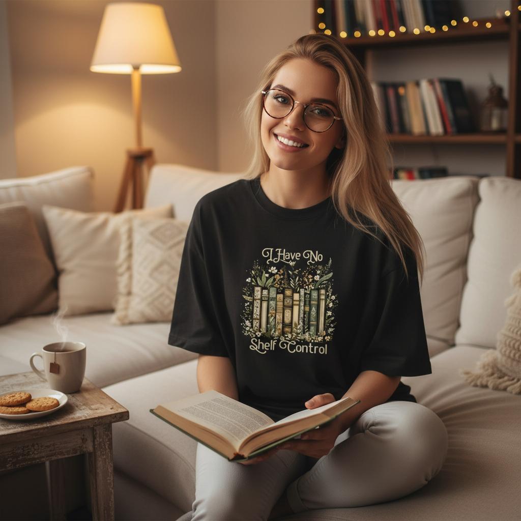 'I Have No Shelf Control' Oversized Organic Cotton T-Shirt