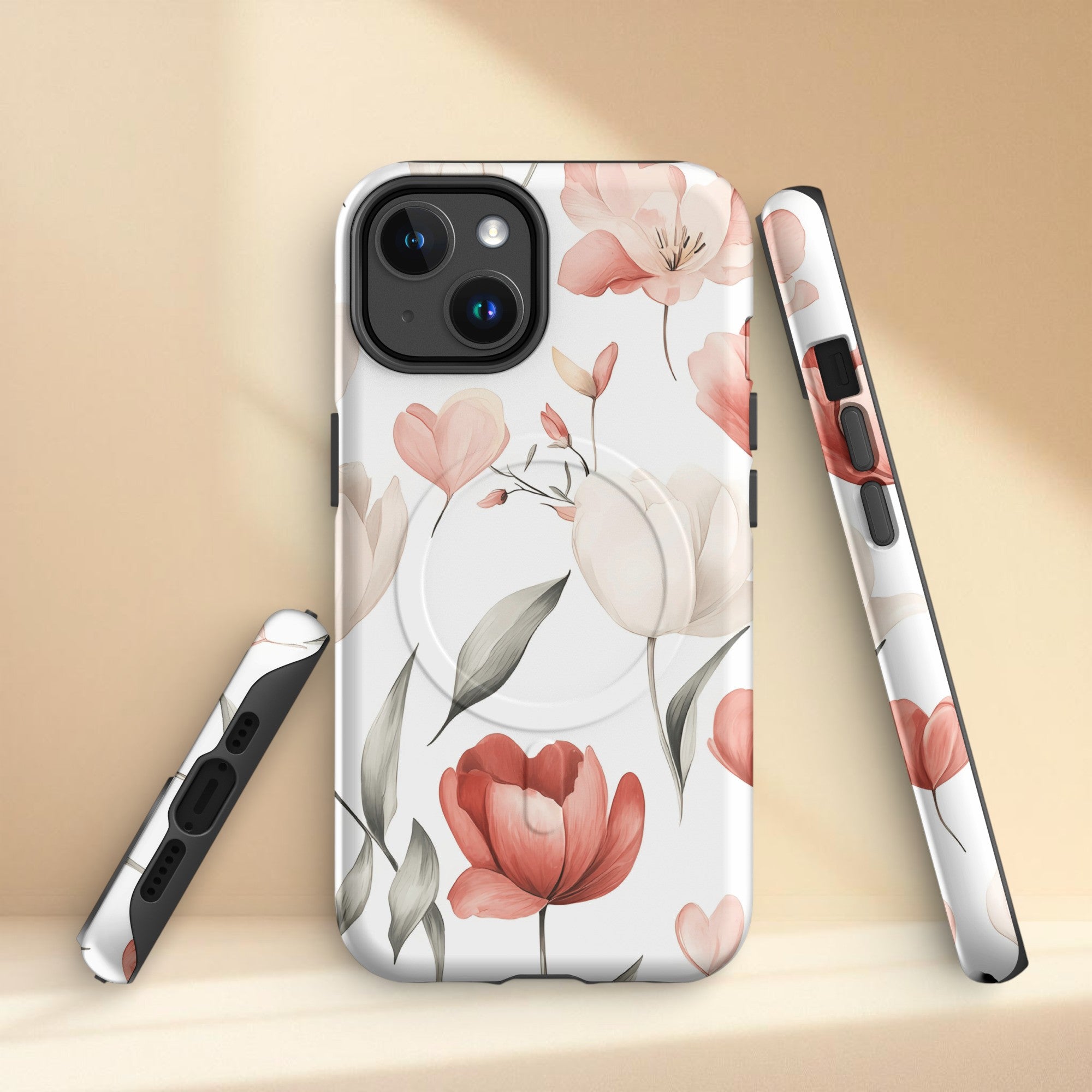 Soft floral patterned iPhone case with dual-layer protection