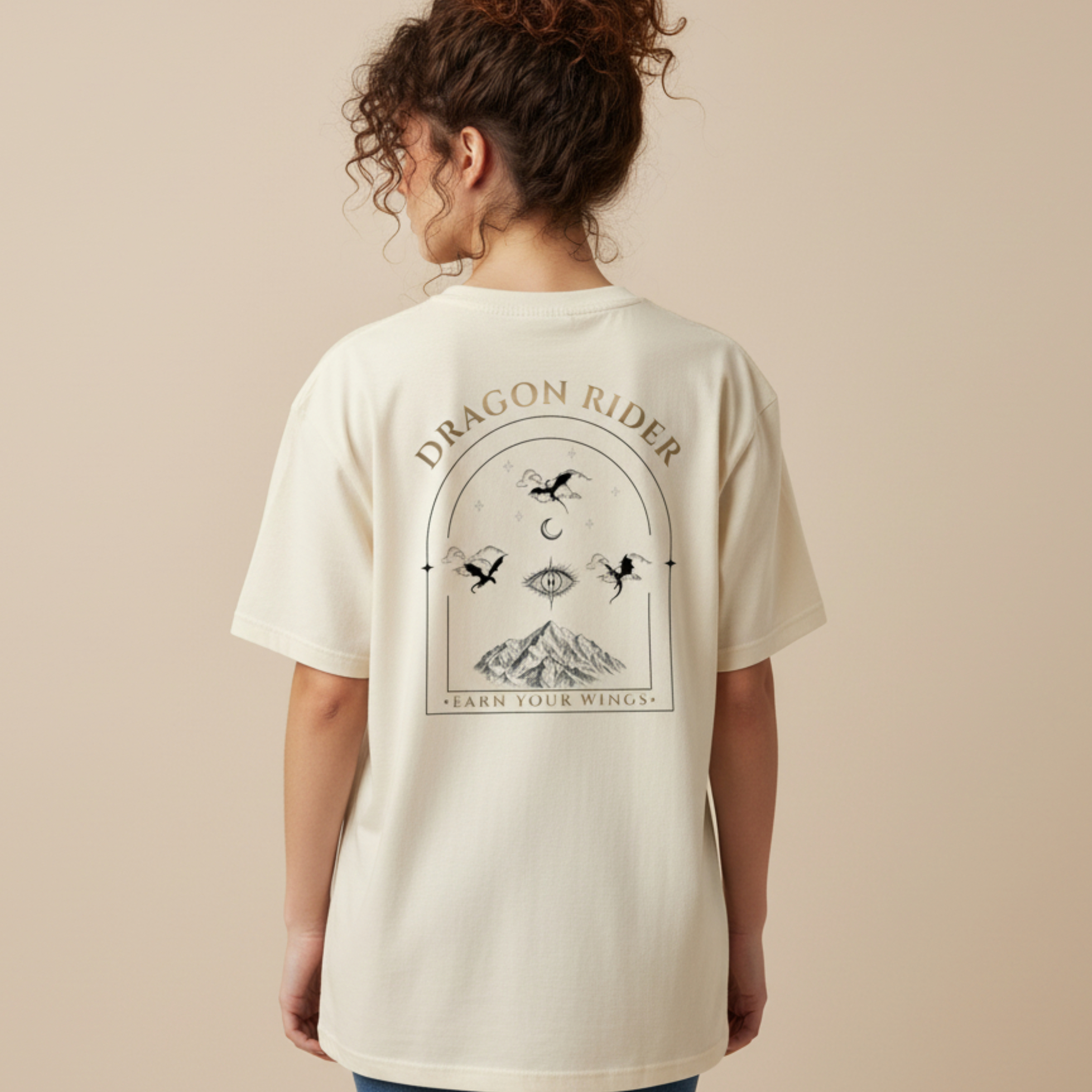 Fantasy t-shirt with dragon rider graphic for fantasy readers