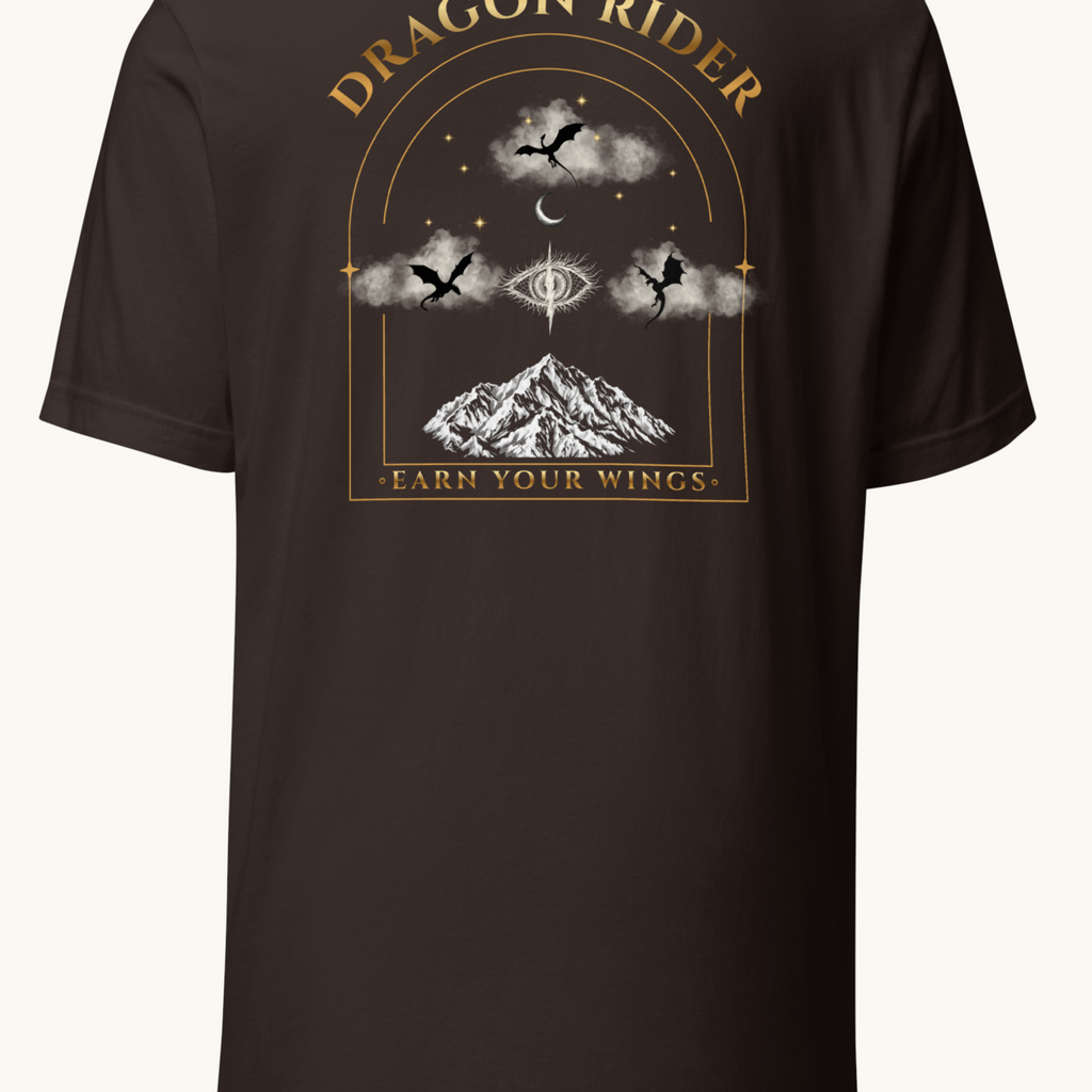 Dark fabric fantasy t-shirt with moonlit dragon graphic