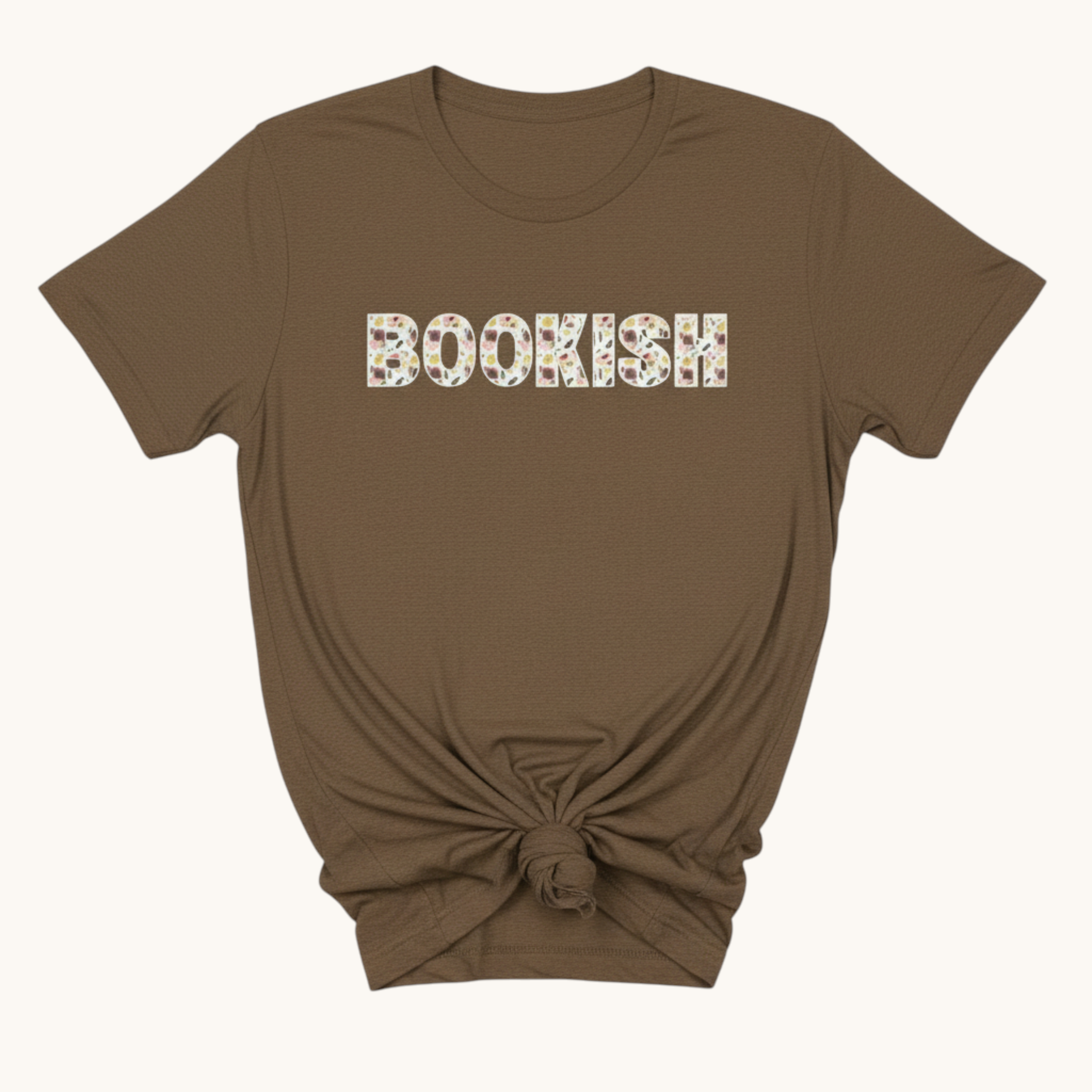 BOOKISH Floral Lettering Tee – Cosy Book Lover Aesthetic Shirt (100% Cotton)