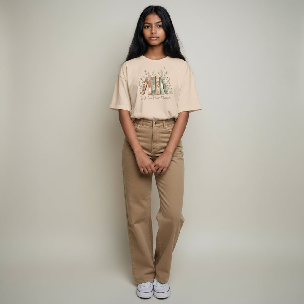 Bookish t-shirt styled for cosy everyday wear
