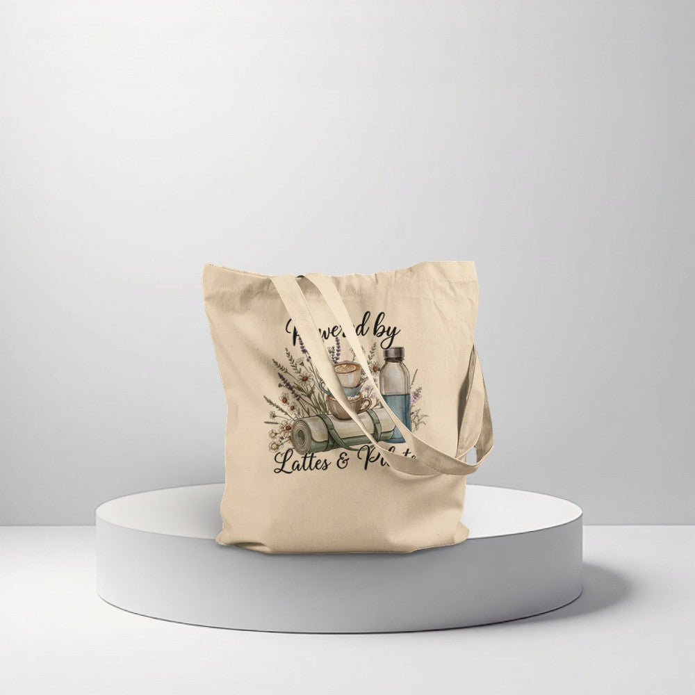 Lattes and Pilates tote bag canvas shopping bag Pilates lifestyle coffee lover wellness aesthetic gym and studio tote.