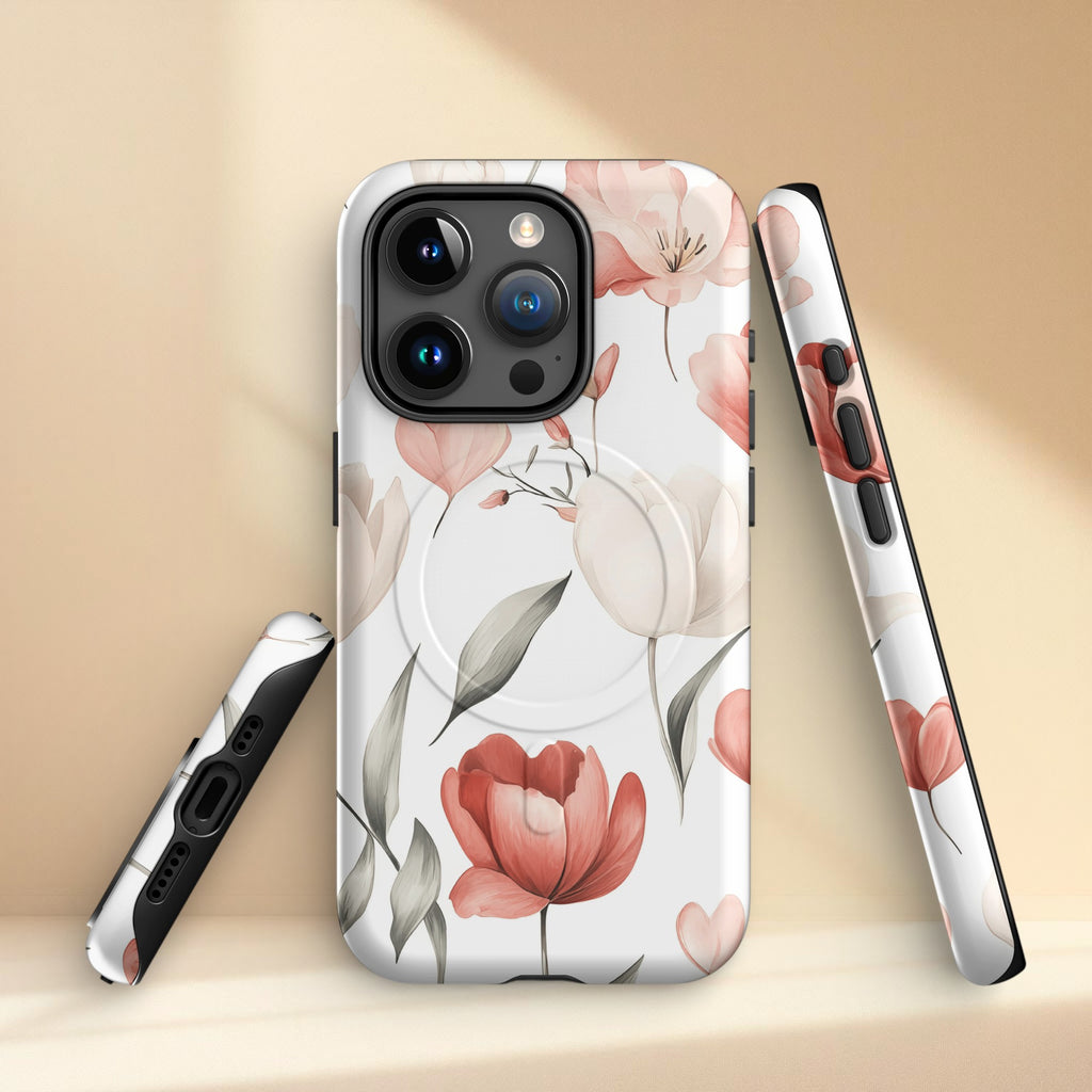 Soft Blush Floral iPhone Case | Minimal Botanical Aesthetic Phone Cover