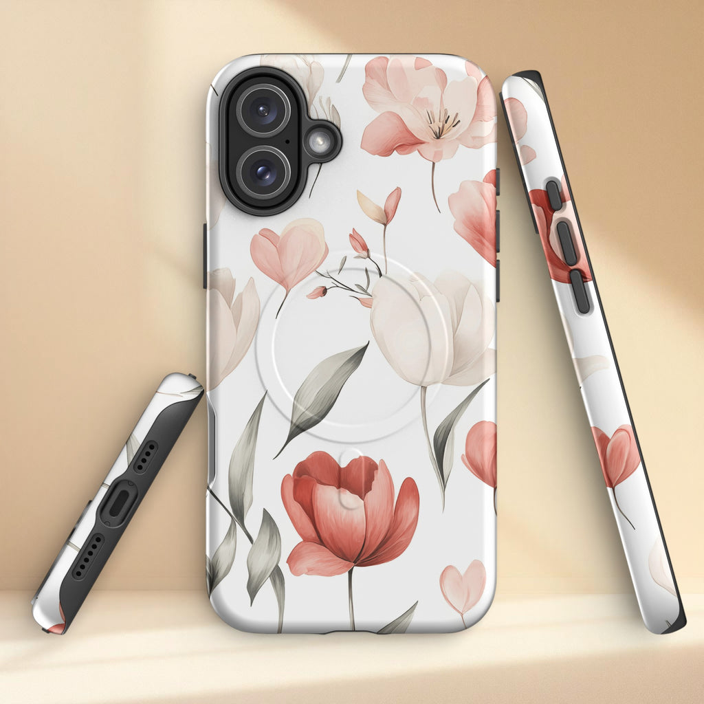 Soft Blush Floral iPhone Case | Minimal Botanical Aesthetic Phone Cover