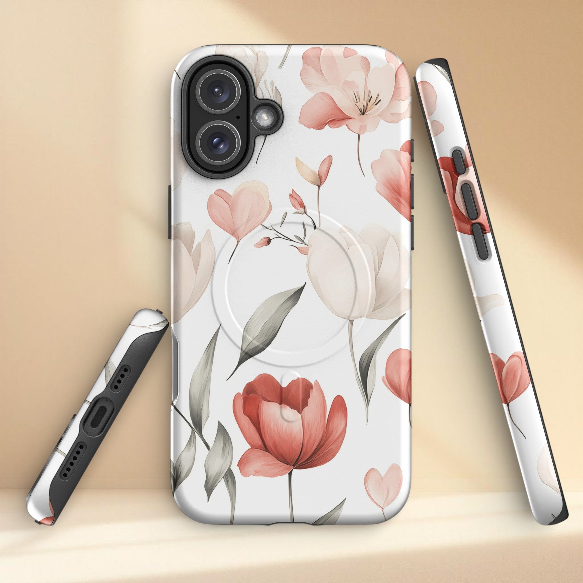 Soft Blush Floral iPhone Case | Minimal Botanical Aesthetic Phone Cover