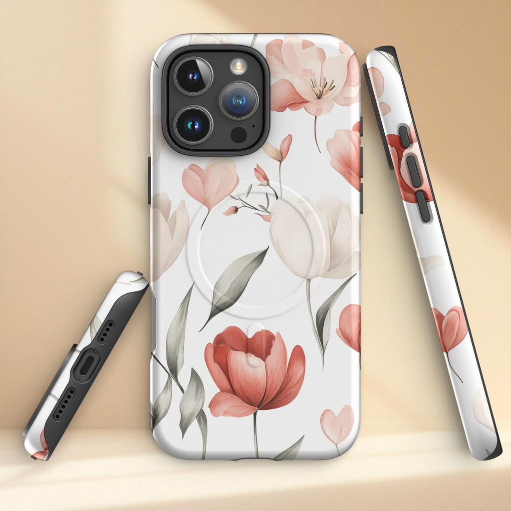 Soft Blush Floral iPhone Case | Minimal Botanical Aesthetic Phone Cover