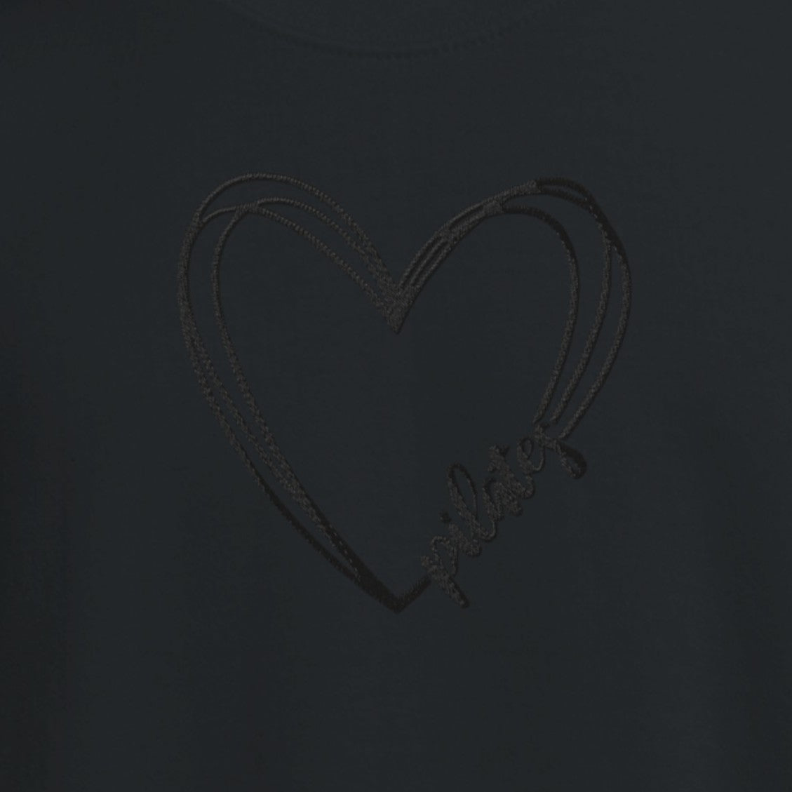 Pilates Heart Embroidered Sweatshirt – Minimal Black Crewneck