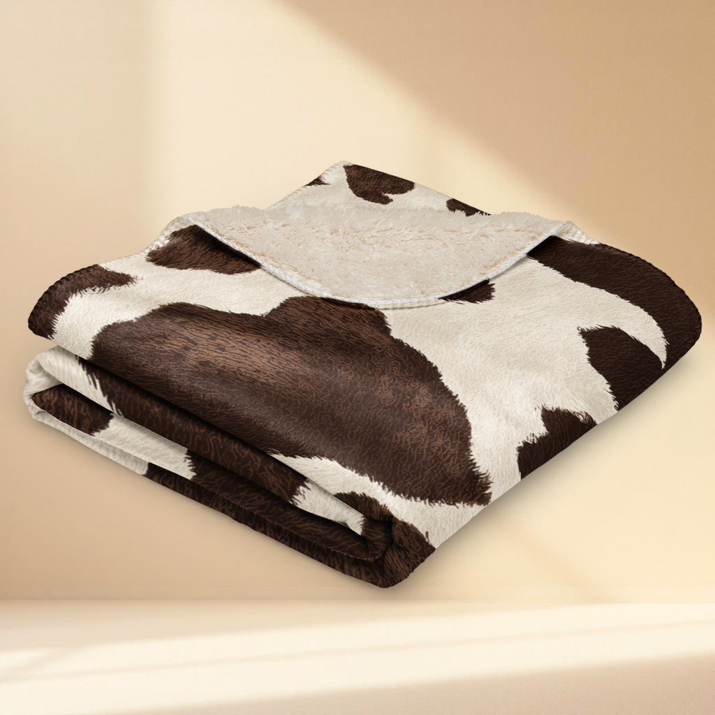 Cow Print Sherpa Blanket | Cosy Sherpa Throw