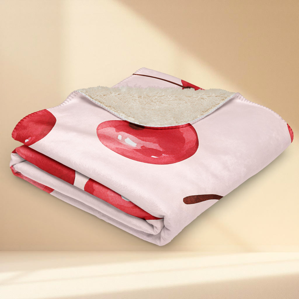Cherry Print Sherpa Blanket | Cosy Sherpa Throw